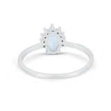 Petite Dainty Fashion Thumb Ring Round Lab Created White Opal 925 Sterling Silver