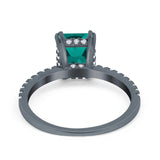 Art Deco Radiant Cut Engagement Ring Black Tone, Simulated Paraiba Tourmaline CZ 925 Sterling Silver
