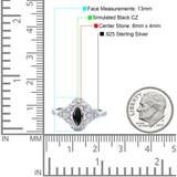 Marquise Art Deco Engagement Ring Accent Simulated Black CZ 925 Sterling Silver