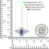 Marquise Art Deco Engagement Ring Accent Simulated Blue Sapphire CZ 925 Sterling Silver