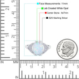 Oval Art Deco Wedding Bridal Ring Lab Created White Opal 925 Sterling Silver