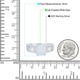 Fashion Ring Radiant Cut Lab Created White Opal 925 Sterling Silver