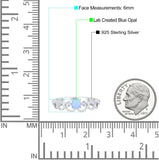 Fashion Half Eternity Wave Design Ring Lab Created Blue Opal 925 Sterling Silver