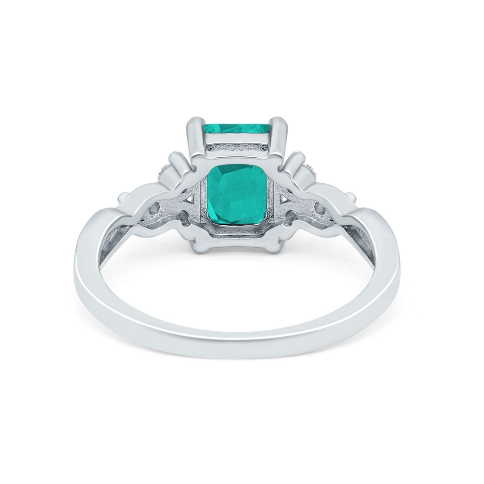 Emerald Cut Wedding Bridal Ring Simulated Paraiba Tourmaline CZ 925 Sterling Silver