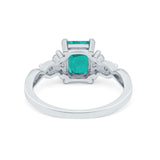 Emerald Cut Wedding Bridal Ring Simulated Paraiba Tourmaline CZ 925 Sterling Silver