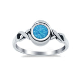 Celtic Trinity Rings Lab Created Blue Opal Infinity Shank 925 Sterling Silver