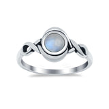 Celtic Trinity Ring Simulated Moonstone CZ Infinity Shank 925 Sterling Silver