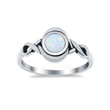 Celtic Trinity Ring Lab Created White Opal  Infinity Shank 925 Sterling Silver