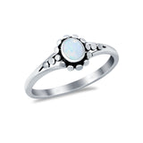 Bali Design Oxidized Style Lab Created White Opal Ring 925 Sterling Silver