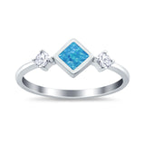 Fashion Thumb Ring Square Lab Created Blue Opal 925 Sterling Silver