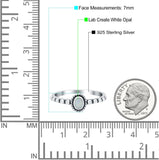 Oval Shape Ring Band Lab Created White Opal 925 Sterling Silver (7mm)