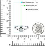 Oval Shape Ring Band Lab Created White Opal 925 Sterling Silver (7mm)