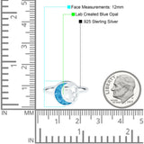 Moon and Stars Ring Band Lab Created Blue Opal 925 Sterling Silver (12mm)