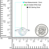 Moon and Stars Ring Band Lab Created White Opal 925 Sterling Silver (12mm)