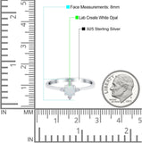 Lab Created White Opal Wedding Ring Round Simulated CZ 925 Sterling Silver (8mm)