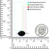 Petite Dainty Oval Simulated Black Onyx Promise Ring Band Rhodium Plated Braided 925 Sterling Silver