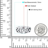 Celtic Claddagh Band Oxidized Solid 925 Sterling Silver Thumb Ring (10mm)