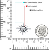 Smiling Sun Ring Oxidized Band Solid 925 Sterling Silver (13mm)