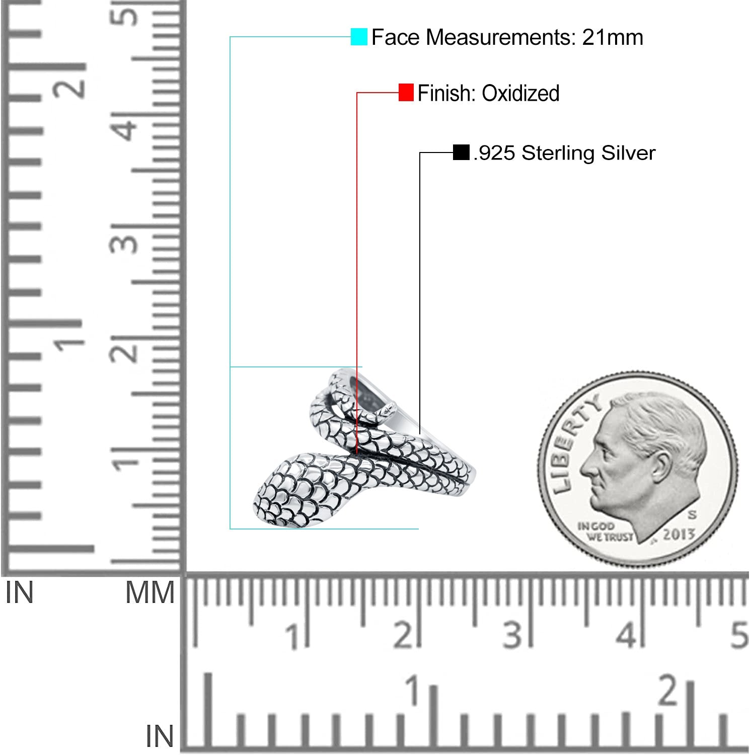 Snake Oxidized Band Solid 925 Sterling Silver Thumb Ring (21mm)