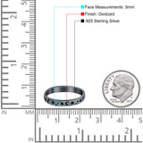 Stars Moon Plain Ring Band Solid Black Tone Round 925 Sterling Silver