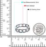 Chain Oxidized Band Solid 925 Sterling Silver Thumb Ring (6mm)