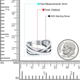 Crisscross Oxidized Band Solid 925 Sterling Silver Thumb Ring (8mm)