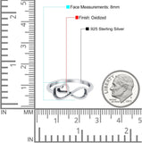 Infinity Heart Oxidized Band Solid 925 Sterling Silver Thumb Ring (8mm)