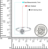 Cactus Ring Oxidized Band Solid 925 Sterling Silver Thumb Ring (7mm)