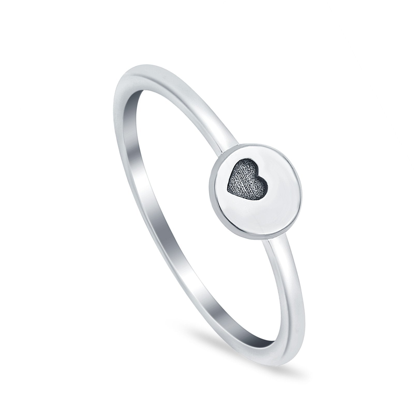 925 Sterling Silver Round Heart Engraved Oxidized Ring Wholesale