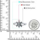 Turtle Band Oxidized Ring Solid 925 Sterling Silver (12mm)