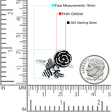 Bee & Flower Ring Oxidized Band Solid 925 Sterling Silver (18mm)