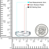 Criss Cross Rhodium Plated Band Solid 925 Sterling Silver Thumb Ring (6mm)