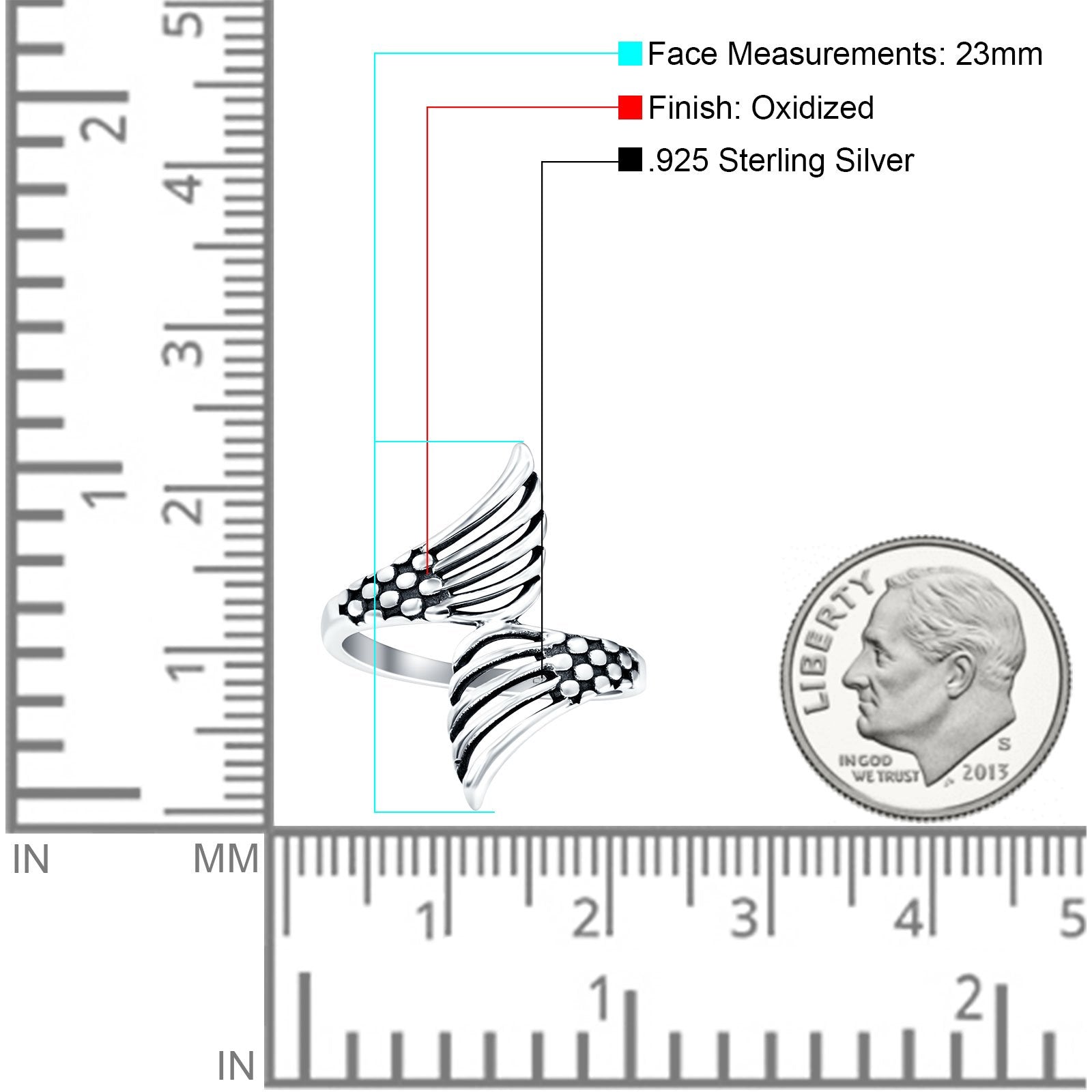 Mermaid Tails Oxidized Band Solid 925 Sterling Silver Thumb Ring (23mm)