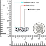 Daisies Oxidized Band Solid 925 Sterling Silver Thumb Ring (7mm)