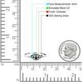 Eye Oxidized Band Solid Black CZ 925 Sterling Silver Thumb Ring (6mm)