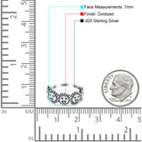 Sun Smiley Face Happy Sunflower Oxidized Band Solid 925 Sterling Silver Thumb Ring (7mm)