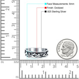 Mountains & Sun Oxidized Band Solid 925 Sterling Silver Thumb Ring (6mm)