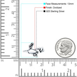 Frog Band Oxidized Solid 925 Sterling Silver Thumb Ring (13mm)