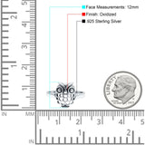 Owl Oxidized Band Solid 925 Sterling Silver Thumb Ring (12mm)
