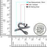 Snake Oxidized Band Solid 925 Sterling Silver Thumb Ring (18mm)