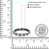 Skull Oxidized Band Solid 925 Sterling Silver Thumb Ring (4mm)