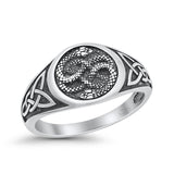 Celtic Snakes Triquetra Knot Artisan Oxidized Finish Statement Band Thumb Ring