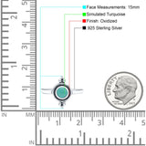 Petite Dainty Round Solitaire Ring Simulated Turquoise Band Oxidized Braided 925 Sterling Silver