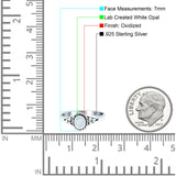 Vintage Style Lab Opal Petite Dainty Ring Solid Lab Created White Opal Round Oxidized 925 Sterling Silver