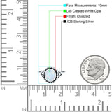 Filigree Petite Dainty Lab Opal Ring Solid Round Oxidized Lab Created White Opal 925 Sterling Silver