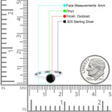 Petite Dainty Lab Opal Ring Solid Round Oxidized Simulated Black Onyx 925 Sterling Silver