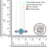 Solitaire Petite Heart Lab Created Blue Opal Promise Ring Band Oxidized Braided 925 Sterling Silver