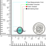 Petite Dainty Lab Opal Ring Solid Round Oxidized Simulated Turquoise 925 Sterling Silver