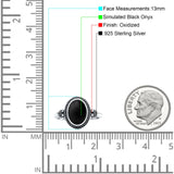 Petite Dainty Vintage Style Simulated Black Onyx Ring Solid Oval Oxidized 925 Sterling Silver