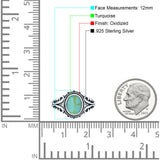 Petite Dainty Vintage Style Oval Ring Solid Simulated Turquoise 925 Sterling Silver